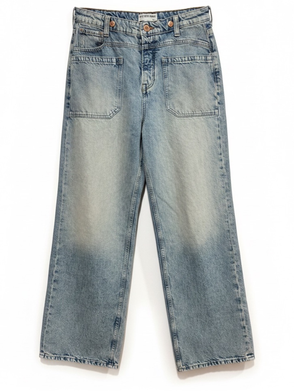 We‎ The Free Free People Wide Leg Patch Pocket Jeans Size 28 Vintage Wash